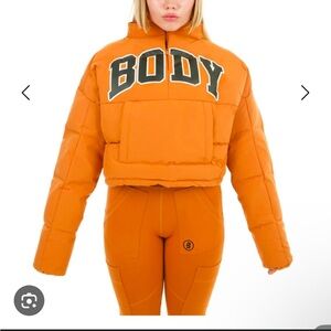 Body by Raven Tracy Orange Half Zip Puffer Jacket size Small